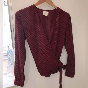 Sézane Ella wrap blouse in plum